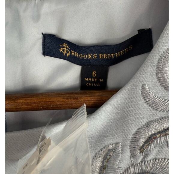 Brooks Brothers Light Blue Sheath Dress Size 6 Beaded Embroidered Detail NWT - Picture 3 of 11
